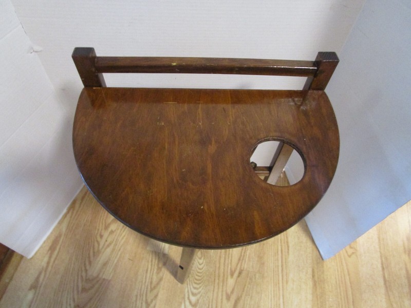 Vintage Wooden foldable side table Demilune gate-leg Smoke stand 18.5"H 1930's gallery
