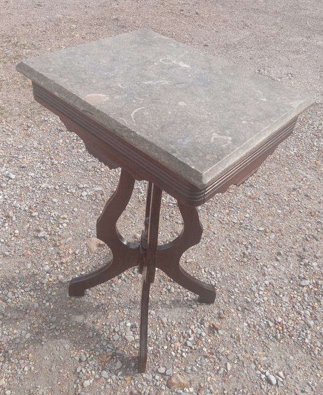Mahogany Marble Top Center Table / Lamp Table (PRT149) gallery