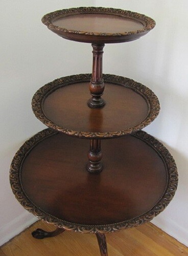 VICTORIAN MAHOGANY THREE TIER DUMBWAITOR, PIE CRUST, BALL & CLAW gallery
