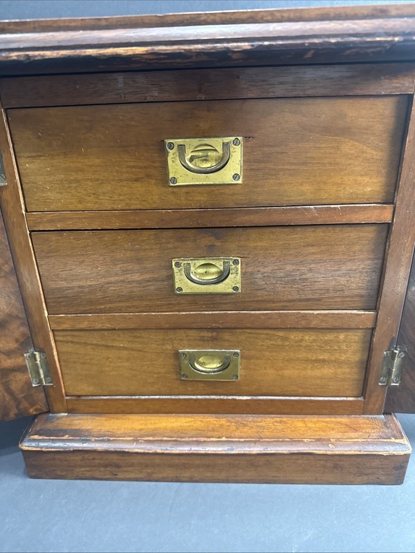 19th Century Victorian walnut table top collector's cabinet (SEE PICS!!) gallery