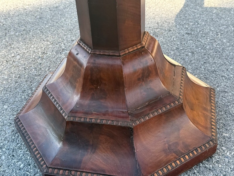 Large antique classical empire center table marble top flame mahogany parlor gallery
