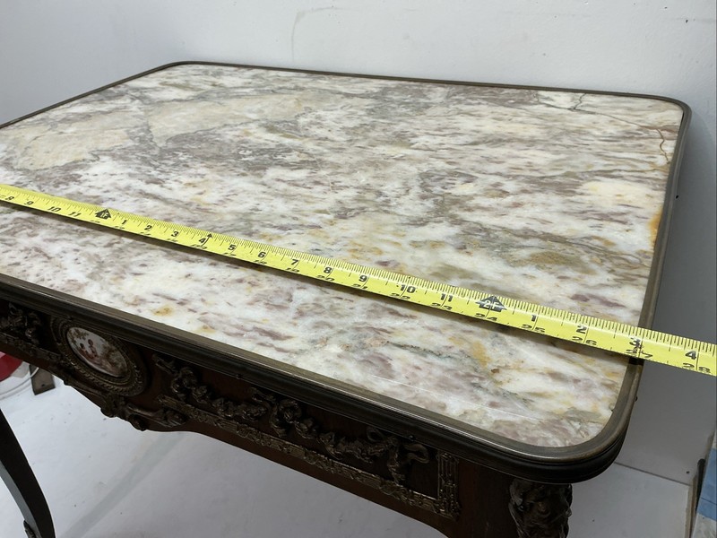 Louis XV Style Marble-Top Coffee Table w/ Bronze Mounts/Porcelain Plaque Insets gallery