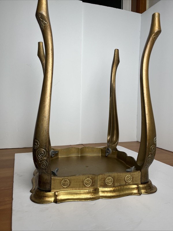 Vintage Italian Florentine Side Table Gold Baroque MCM 12" X 12"X 16.75" Nesting gallery