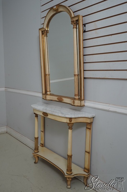 L70476: PALLADIO Vintage Italian Creme Painted Console Table w. Mirror gallery