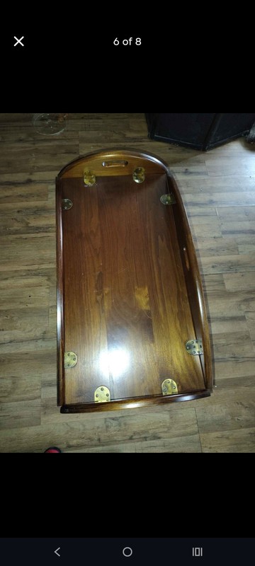 Vintage Butler’s Tray-Top folding w brass hinges Coffee Table gallery