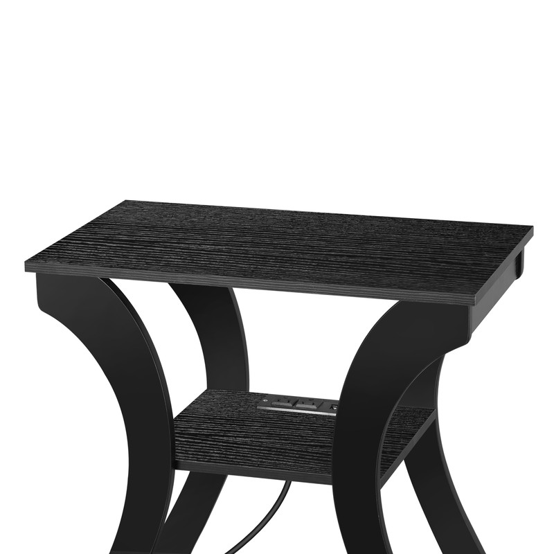 Black Nightstand Stable End Table for Living Room with Charging Station gallery