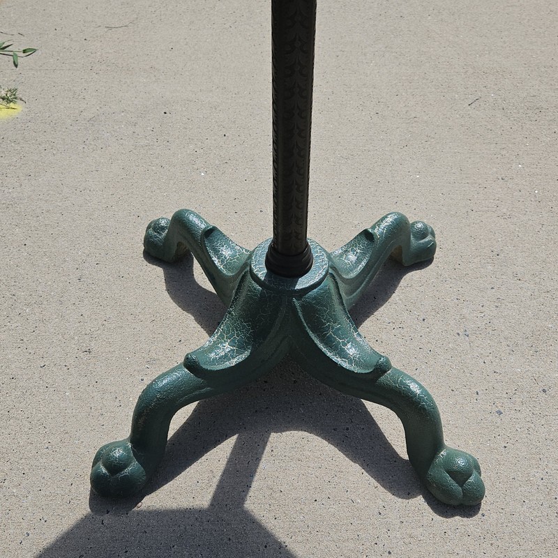 Vintage Mid Century Cast Iron Bottom Accent Table Octagon Top Green Gold gallery
