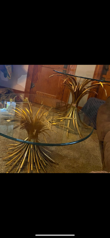 2 MCM Coco Chanel Wheat Hollywood Regency Italy Gold coffee and tall tables Lot