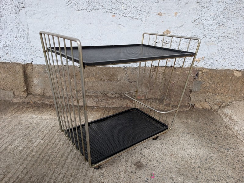 Serving Cart Tea Cart 60s Table Danish Perforated Sheet Bar Cart Side Table 50s