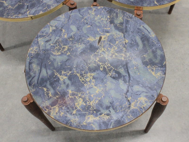 MCM Nesting Stacking Tables Faux Marble Spider Leg Set of Three gallery