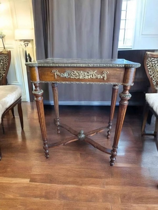 Bronze French Inlaid Side Table