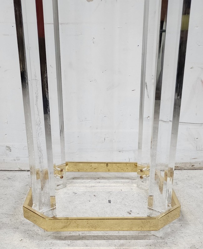Lucite Pedestal Display Stand CHARLES HOLLIS JONES Style 24 Karat Gold Plated gallery