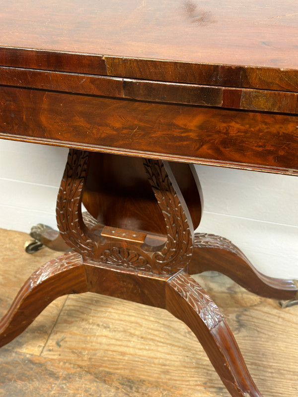Antique Federal Card Game Hall Table Philadelphia claw foot lyre base gallery