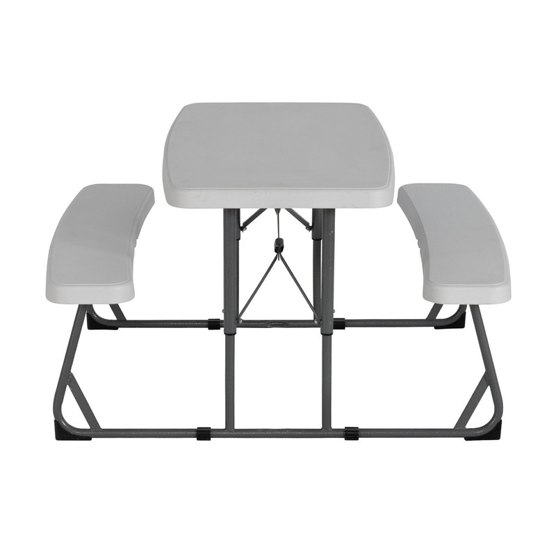 Peakform 37.8 Inch Rectangular Folding Picnic Table Double Bench Seating, White gallery