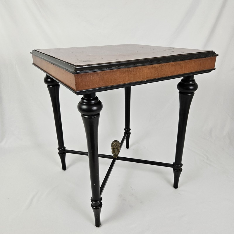 Vintage Bombay Regency Style End Table Two Tone Ebonized