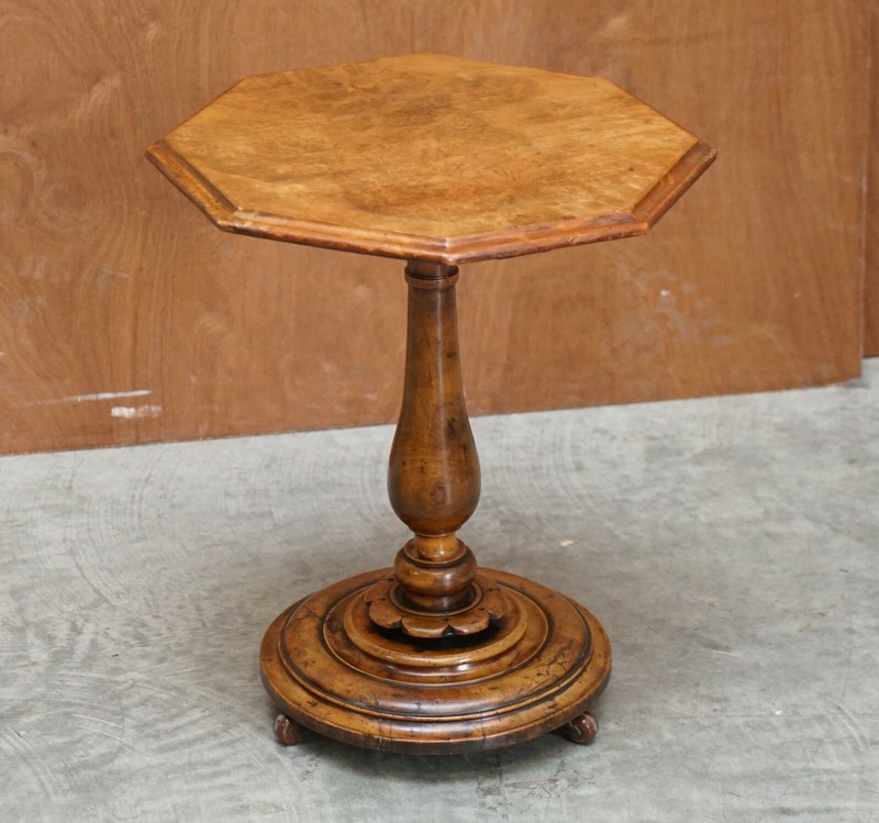 MUST SEE FINE SUPER RARE ORIGINAL VICTORIAN POLLARD OAK SIDE END LAMP WINE TABLE gallery