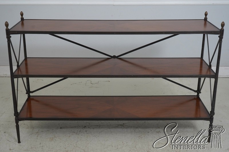 69282: Vintage 3 - Tier Wood & Metal Bookcase Console gallery