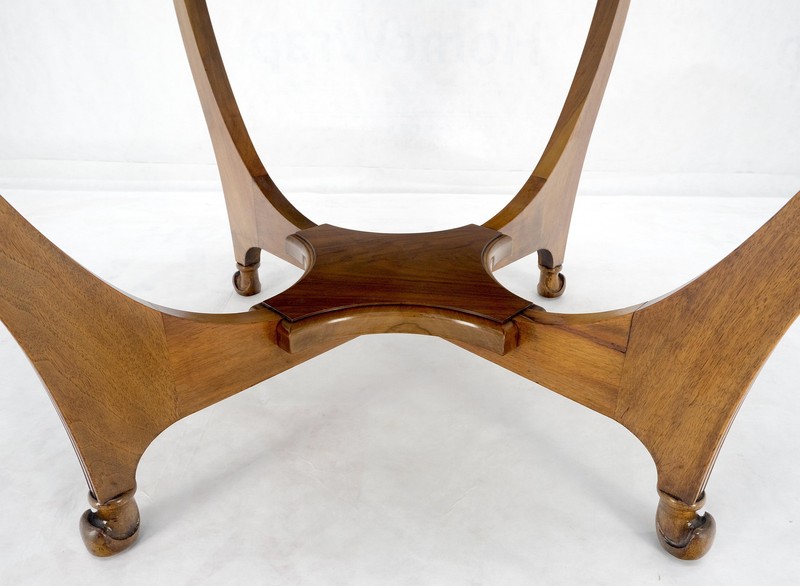 Round Flip Top Art Nouveau Deco Banded Carved Walnut Game Table MINT! gallery