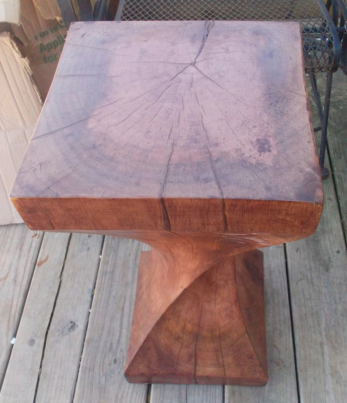 Carved Twisted Teak Plant Stand Pedestal (PS51)