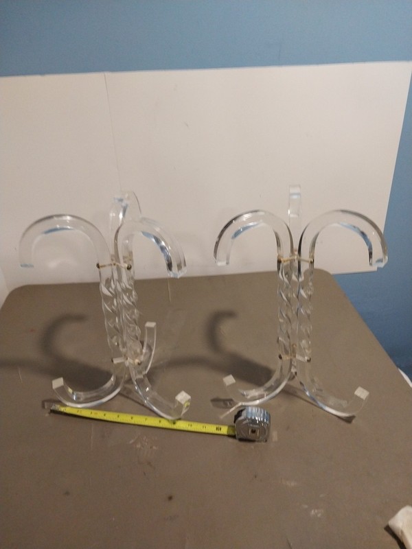 2 Vintage Mid Century Lucite Acrylic Table Base Stands? 15″ Tall