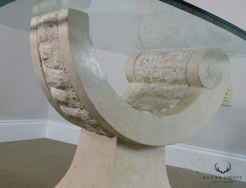 Postmodern Tessellated Marble Glass Top Side Table gallery