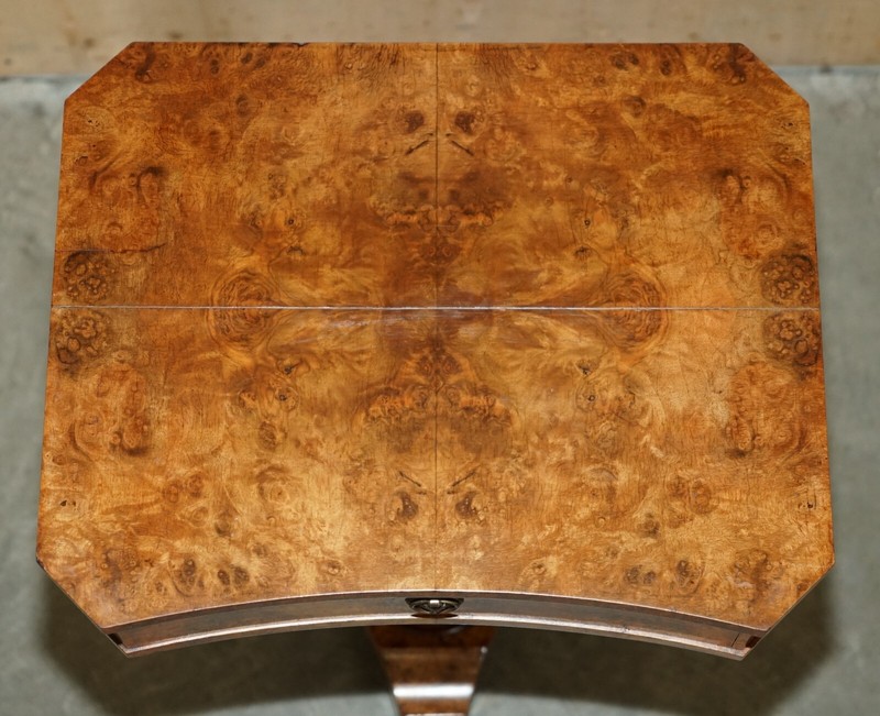 EXQUISITE QUALITY WILLIAM IV CIRCA 1830 BURR WALNUT SIDE END WORK SEWING TABLE gallery