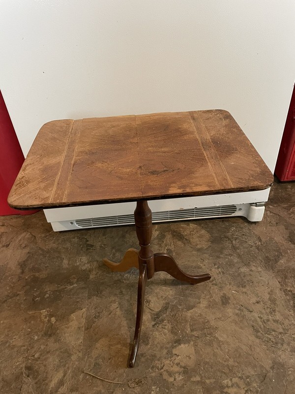 Antique Wood Tilt Top Side Table Square gallery