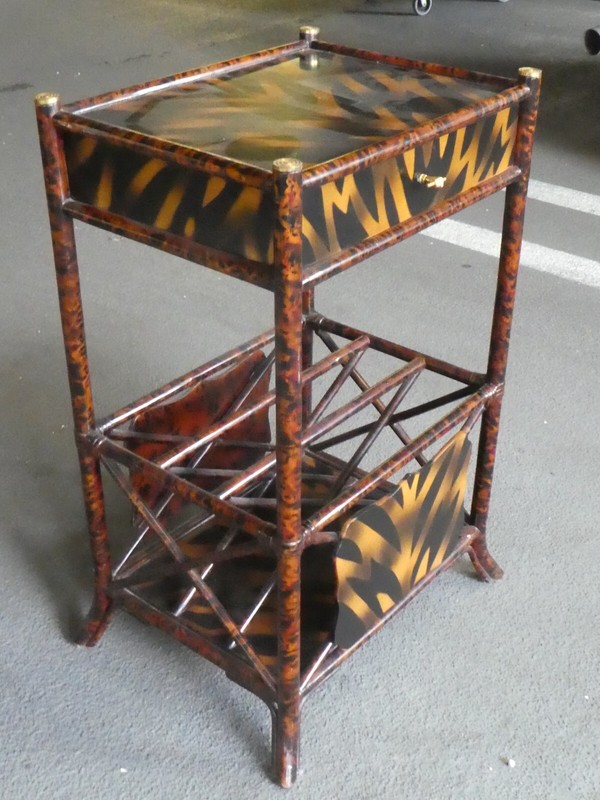 MAITLAND SMITH FAUX TIGER REAL BAMBOO MAGAZINE STAND gallery