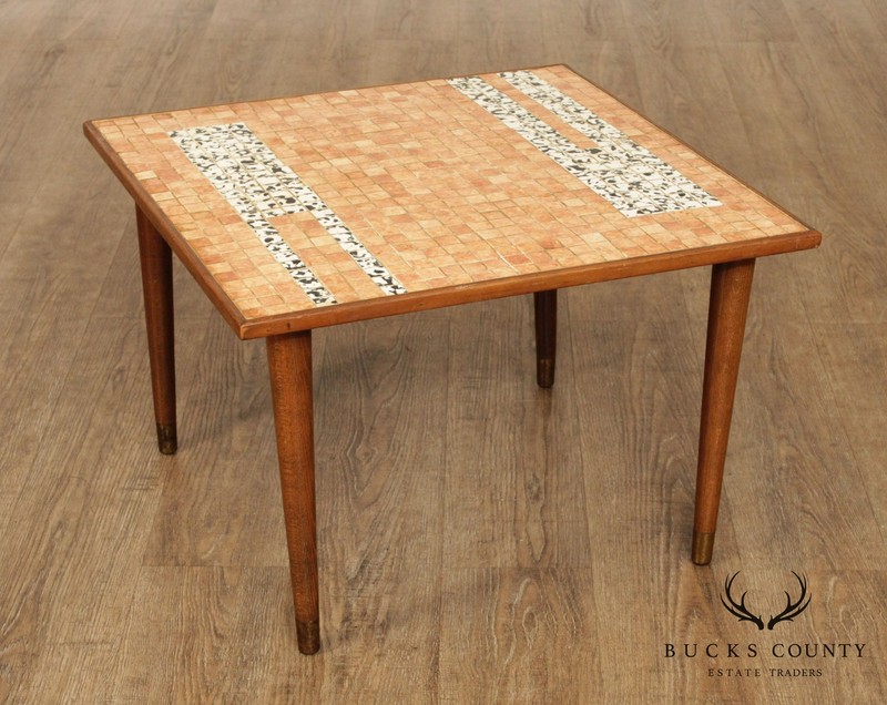 Mid Century Modern Mosiac Tile Top Square Side Table gallery