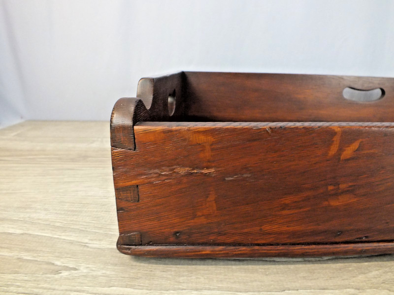 C1900 Antique Butlers Tray Hand Dovetailed Solid Oak with Good Finish gallery