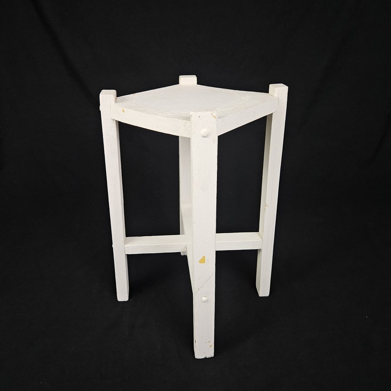 Vintage Taboret Table Plant Stand Mission Arts & Crafts Farmhouse Old Paint