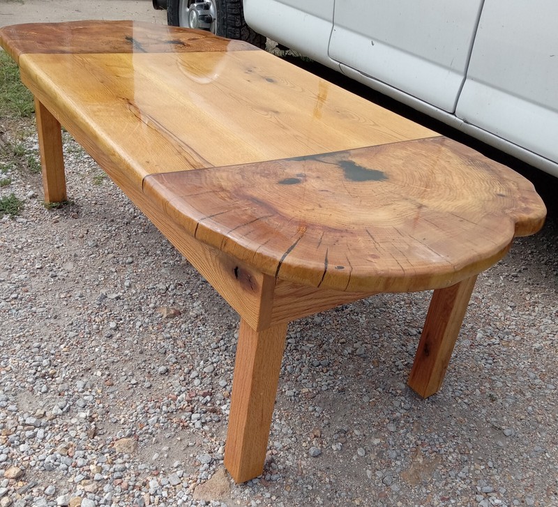 Solid Oak and Elm Live Edge Slab Coffee Table (CT332) gallery