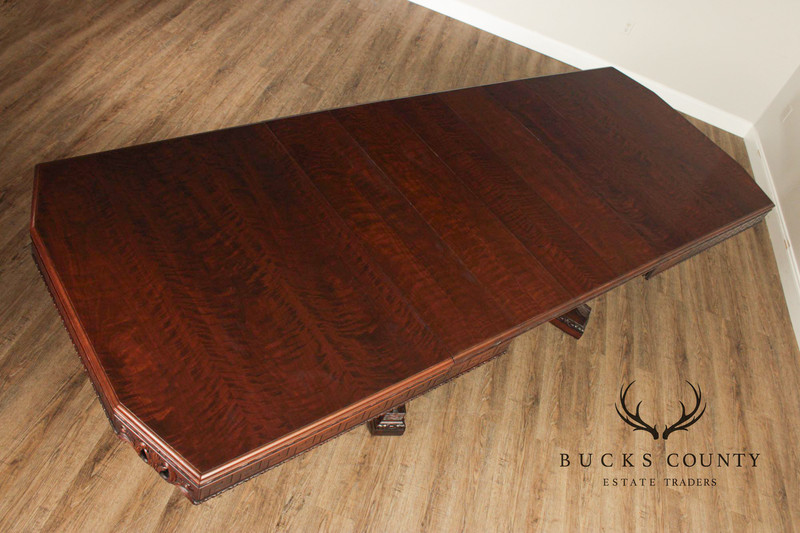 Exceptional Renaissance Revival Style Carved Mahogany Expandable Dining Table gallery