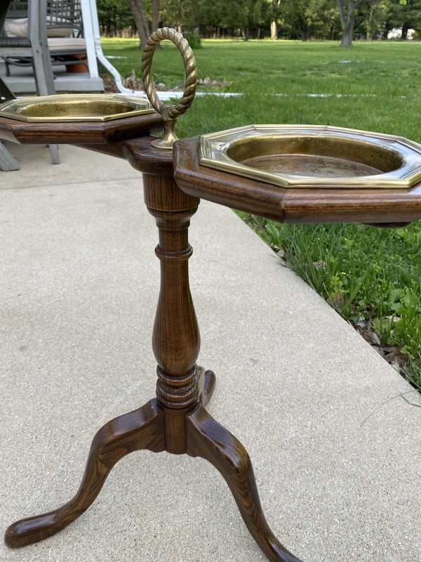 Brandt Furniture Vintage Wood And Brass Ash Tray Stand / Side Accent Table gallery