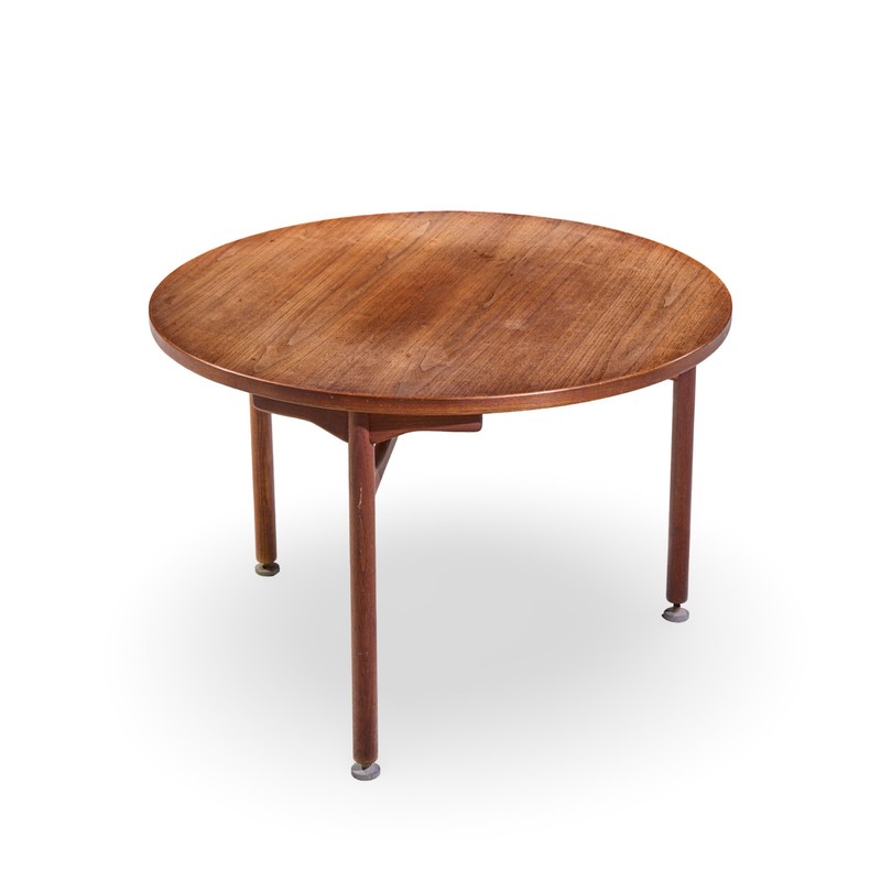 Jens Risom Mid Century Round Walnut Dining Table gallery