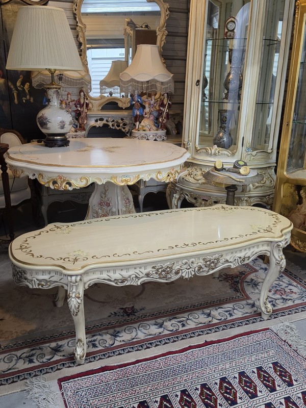 Vintage W. Baedeelandt Belgian Rococo Coffee Table – Cream & Gold gallery