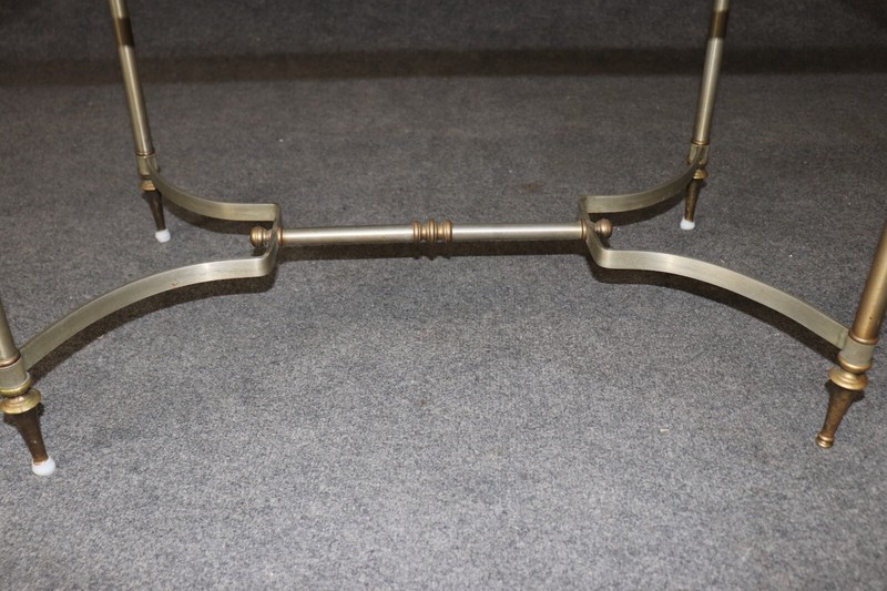 Diminutive Size Maison Jansen Style Brass Steel Glass Directoire Coffee Table gallery