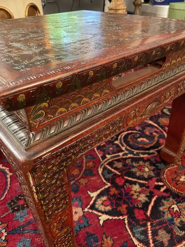 VINTAGE PAIR OF JOHN WIDICOMB Chinoiserie Painted Asian Inspired Side End Tables gallery