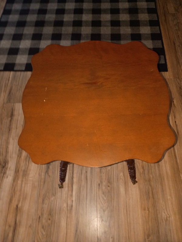 1900 Cherry Coffee Table Claw and Crystal Feet Vintage gallery
