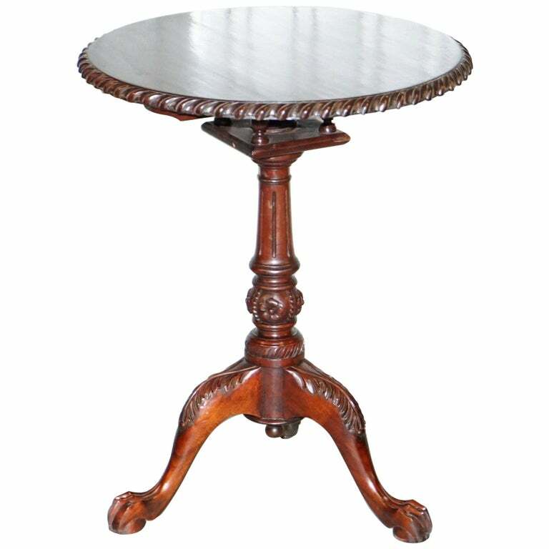 CHIPPENDALE CLAW & BALL FEET 18TH CENTURY STYLE TRIPOD TILT TOP TABLE BIRDCAGE