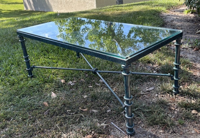 Vintage Sculptural Coffee Table After GIACOMETTI , Verdigris Finish gallery
