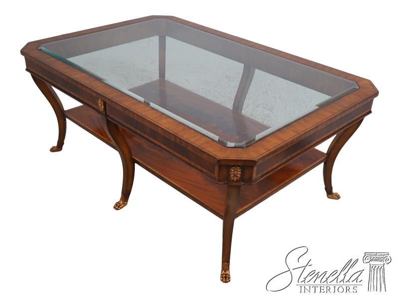 67216: MAITLAND SMITH Empire Style Glass Top Coffee Table