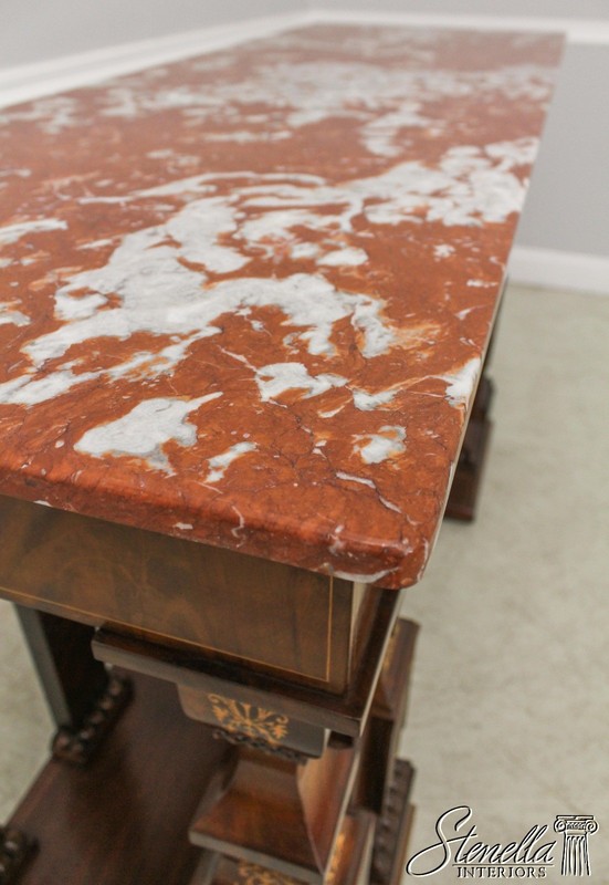58799/00: Pair Antique Charles X Inlaid Mahogany Marble Console Tables gallery