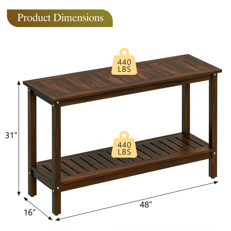 Coffee Wooden Console Table 48in Indoor Outdoor Buffet Bar Storage Organizer gallery
