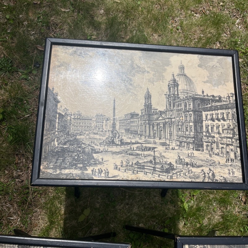 Artex Butlerette Set Of 4 ￼Mid-Century Black Folding Tray Tables, Piranesi Style gallery