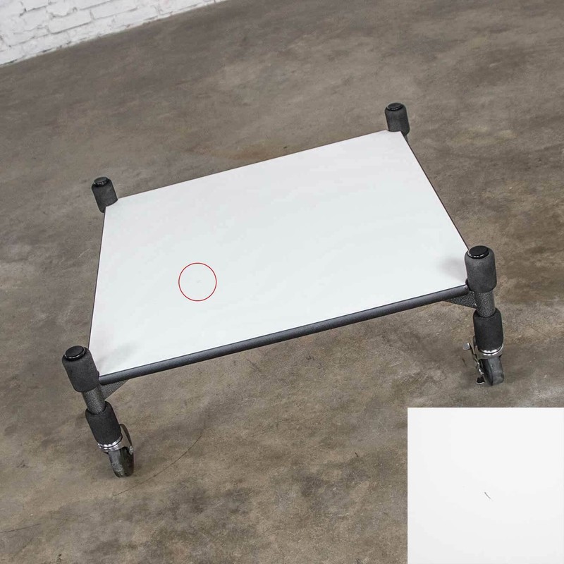 Post-Modern White Laminate & Metal Low Coffee Table or End Table on Casters gallery
