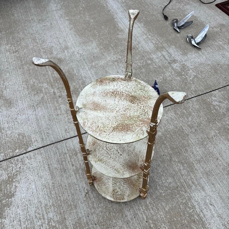Vtg Ornate 3 Tier Gold Tone Cherub Claw Foot Table Plant Stand Victorian 29” gallery
