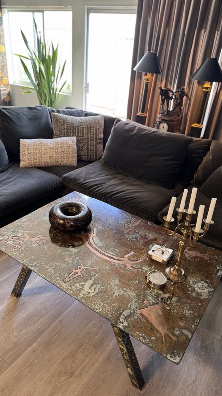 Handcrafted Metal Coffee Table- Signed by Artist, in great condition. gallery