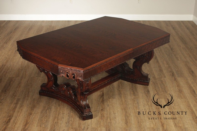 Exceptional Renaissance Revival Style Carved Mahogany Expandable Dining Table gallery