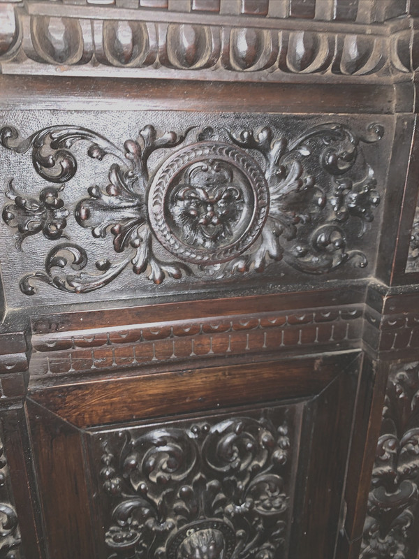 A Large Henry IV Style Carved Walnut Marble Top Console Circa 1890 France gallery